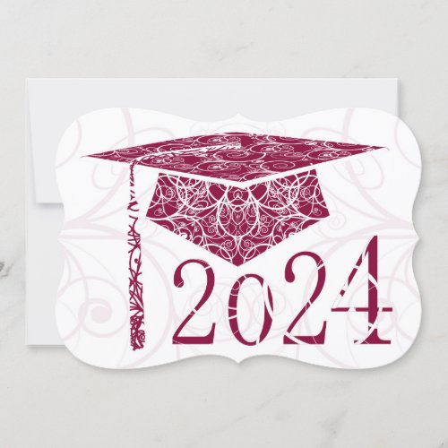  Burgundy and White Floral Cap 2024 Card