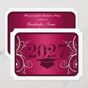 Burgundy and White Frame Graduation Party Invitation