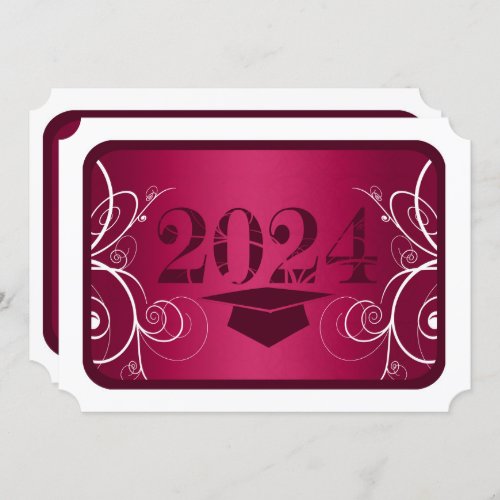 Burgundy and White Frame Graduation Party Invitation