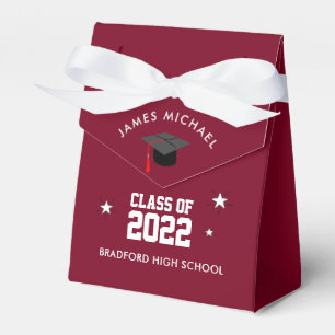 Burgundy and White Graduation Custom Favor Box