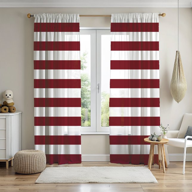 Burgundy and White Horizontal Stripe Blackout Curtains (Burgundy and White Horizontal Stripe Blackout Curtains)