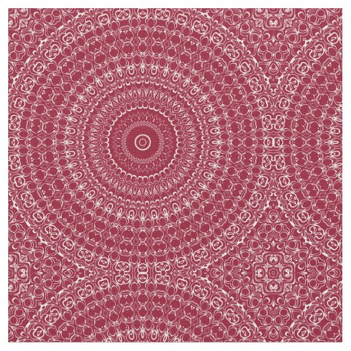 Burgundy and White Intricate Mandala Pattern Fabric