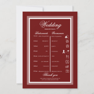 Burgundy and white itinerary  invitation