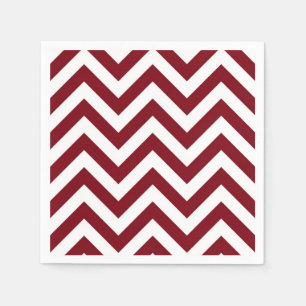 Burgundy and White Large Chevron ZigZag Pattern Napkins