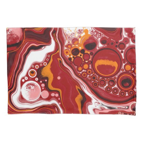 Burgundy and White Marble Fluid Art Pillow Case