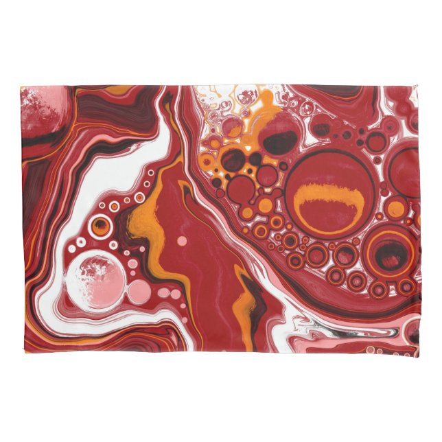 Burgundy and White Marble Fluid Art Pillow Case (Front)