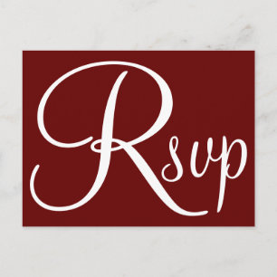 Burgundy and White Minimalist Contemporary Rsvp Invitation Postcard