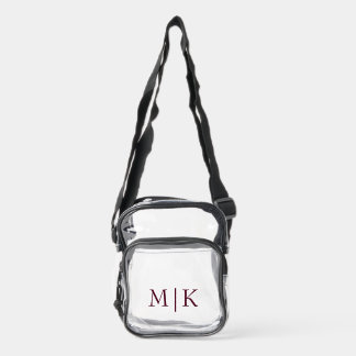 Burgundy and White | Modern Monogram Clear Crossbody Bag
