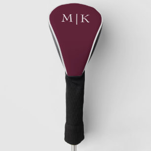 Burgundy and White   Modern Monogram Golf Head Cover
