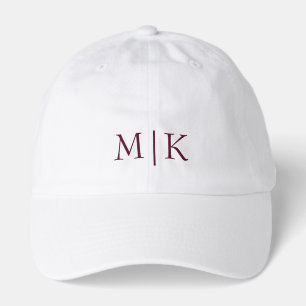 Burgundy and White   Modern Monogram Hat