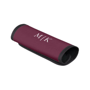 Burgundy and White Modern Monogram Luggage Handle Wrap