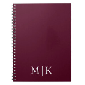 Burgundy and White | Modern Monogram Notebook