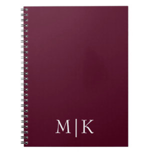 Burgundy and White   Modern Monogram Notebook