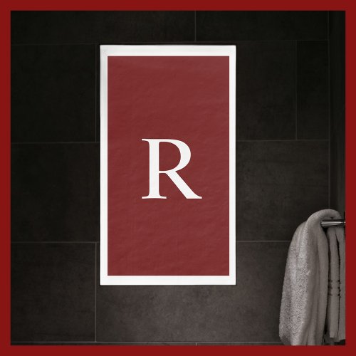 Burgundy and White Monogrammed Paper Guest Towel