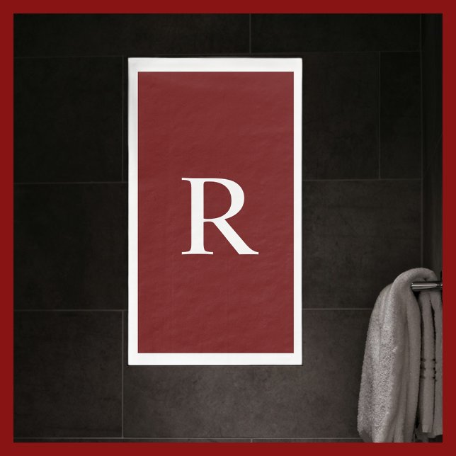 Burgundy and White Monogrammed Paper Guest Towel (Creator Uploaded)