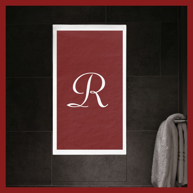 Burgundy and White Monogrammed Paper Guest Towel (Creator Uploaded)