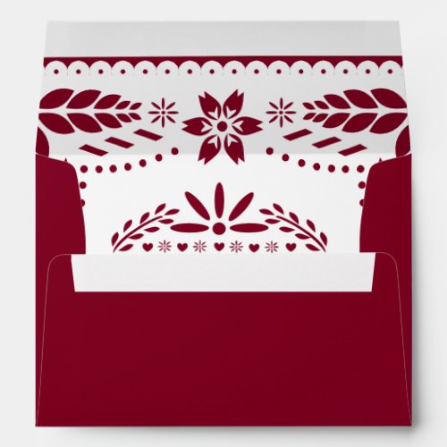 Burgundy and white papel picado Quinceaera Envelope