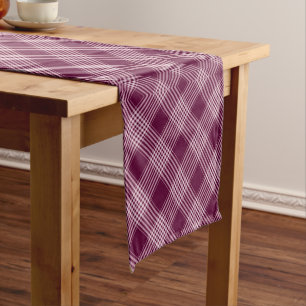 Burgundy And White Plaid Short Table Runner