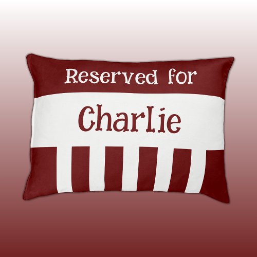 Burgundy and white reserved for name stripes pet bed