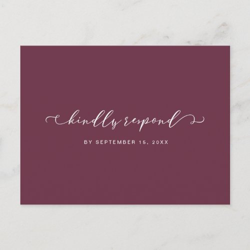 Burgundy and White Rsvp with Meal Choice Invitation Postcard