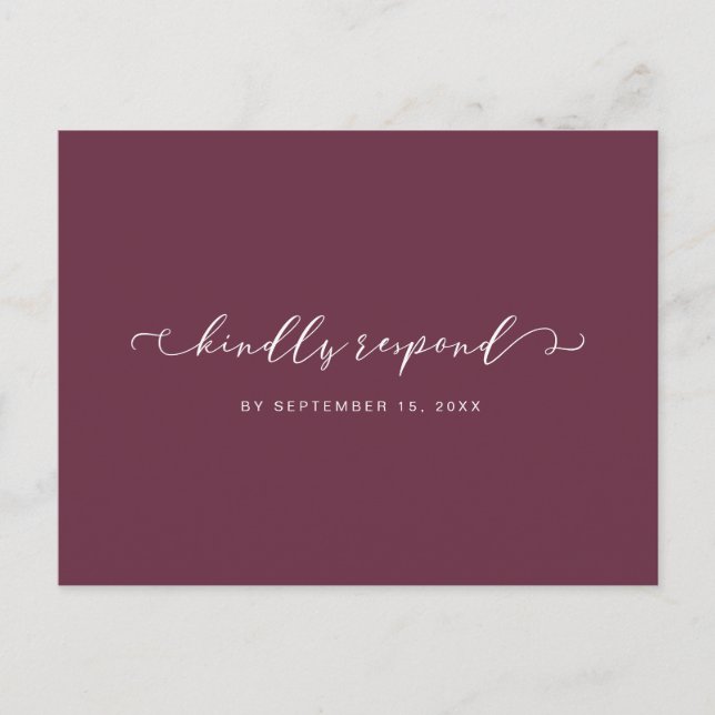Burgundy and White Rsvp with Meal Choice Invitation Postcard (Front)