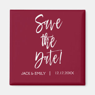 Burgundy and White Save the Date Magnet