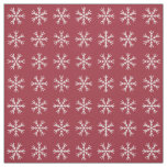 Burgundy and White Snowflake Pattern Fabric