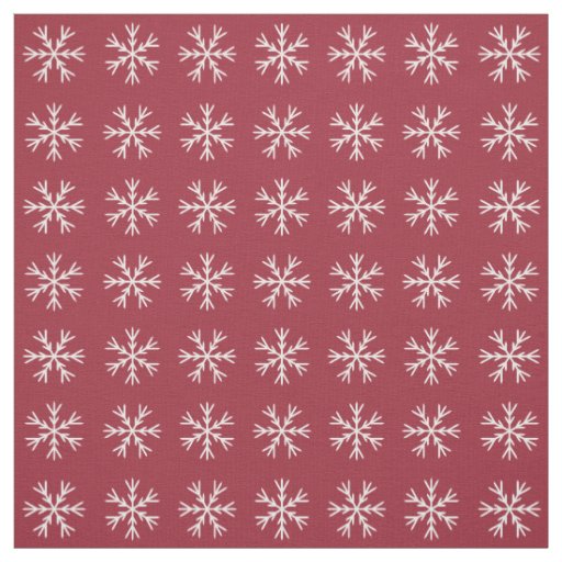 Burgundy and White Snowflake Pattern Fabric