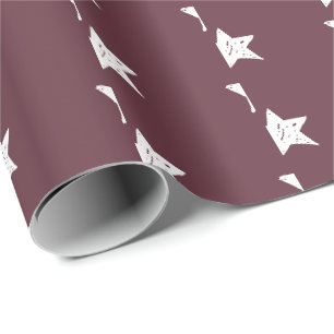 Burgundy and White Star Pattern Wrapping Paper