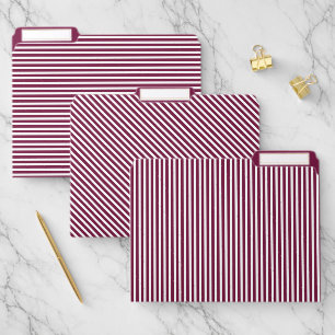 Burgundy and White Striped File Folder