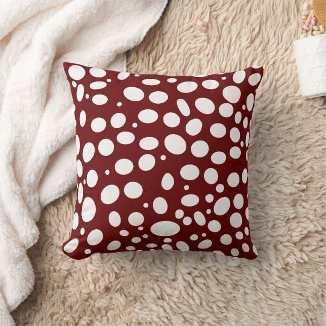 Burgundy and White Throw Pillow (Blanket)