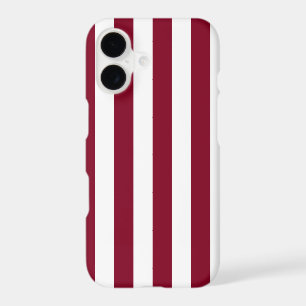 Burgundy and White Vertical Stripes iPhone 17 Case