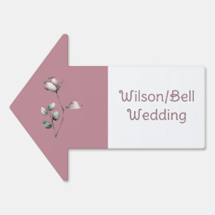Burgundy and White Wedding Parking Arrow Sign