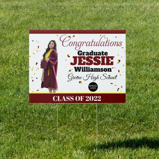Burgundy and Yellow Graduation Yard Sign (Insitu)