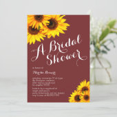 Burgundy and Yellow Sunflowers Bridal Shower Invitation (Standing Front)