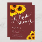Burgundy and Yellow Sunflowers Bridal Shower Invitation (Front/Back)