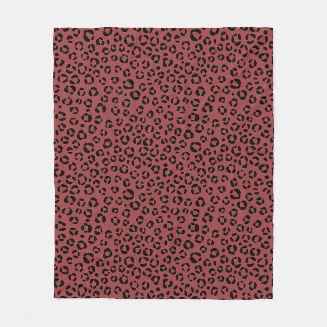 Burgundy Animal Print Fleece Blanket (Front)