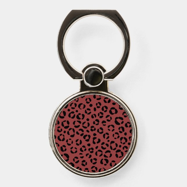 Burgundy Animal Print Phone Ring Stand (Front)