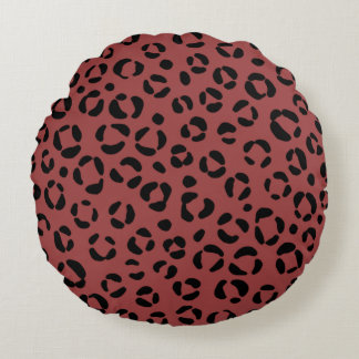Burgundy Animal Print Round Pillow