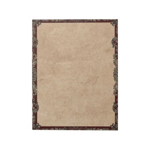 Burgundy Antique Fancy Frame Tan Vintage Parchment Notepad