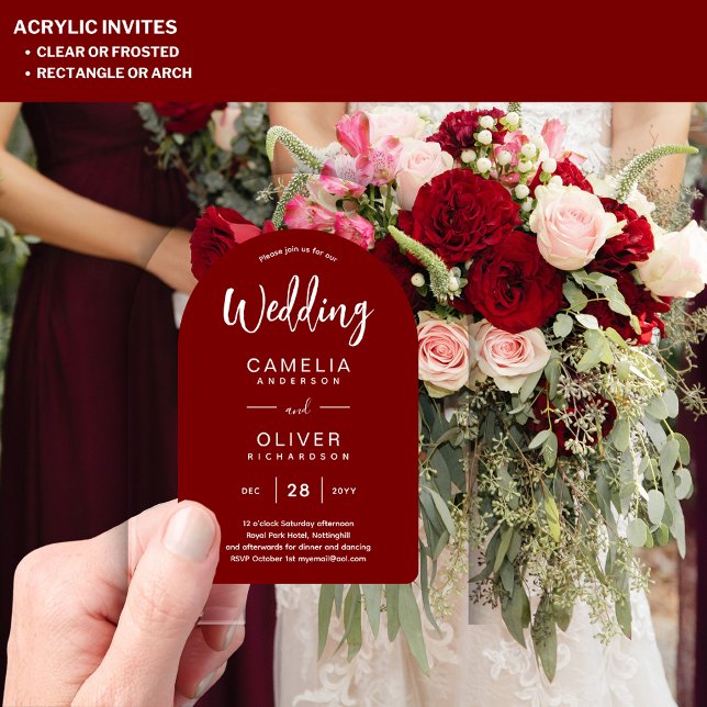 Burgundy Arch Acrylic Wedding Invites Modern Invitations (Creator Uploaded)