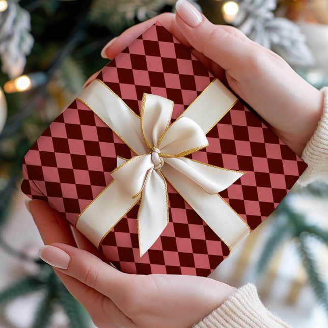 Burgundy Argyle Wrapping Paper (Creator Uploaded)
