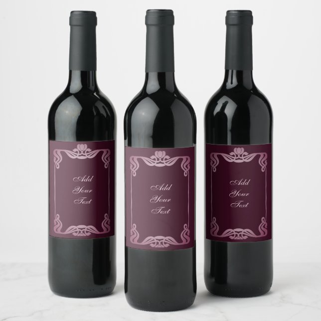 Burgundy Art Nouveau Border   Wine Label (Bottles)