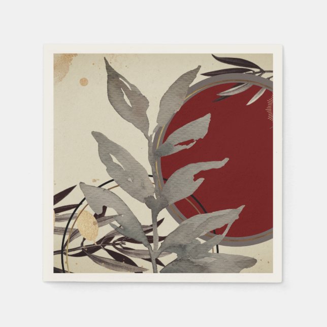 Burgundy Artistic Abstract Watercolor  Napkins (Front)
