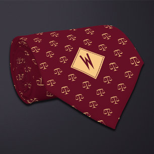 Burgundy Attorney Scales of Justice Neck Tie