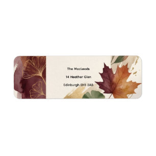 Burgundy Autumn Floral Return Address Label