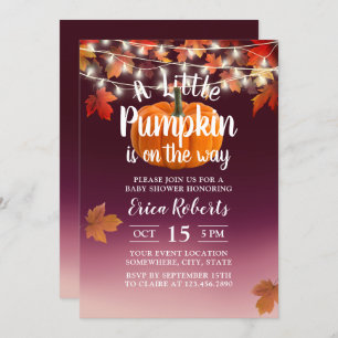 Burgundy Autumn Little Pumpkin Baby Shower Invitation