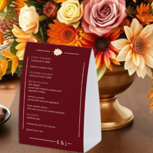 Burgundy Autumn Wedding Menu Paper Table Tent