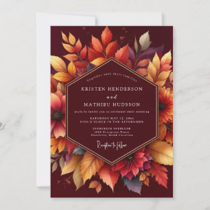 Burgundy Autumnal Floral Romance Wedding Invitation
