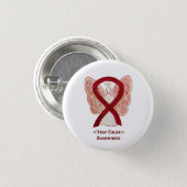 Burgundy Awareness Ribbon Angel Custom Pins (Front & Back)